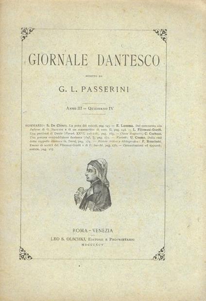 GIORNALE dantesco. Diretto da G.L. Passerini. Anno III. 1895. Quaderno IV - copertina