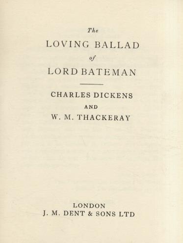 The loving ballad of Lord Bateman - Charles Dickens - copertina