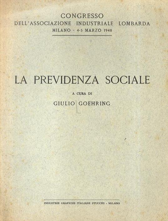 La previdenza sociale - Giulio Goehring - copertina