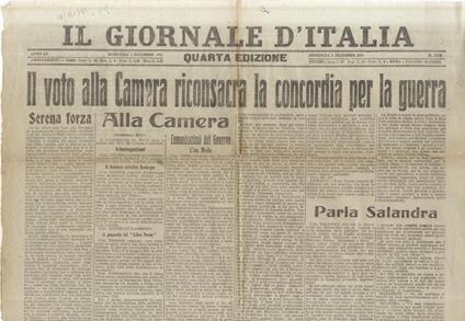 GIORNALE (IL) d’Italia. Quarta edizione. Anno XV. Domenica 5 dicembre 1915 - copertina