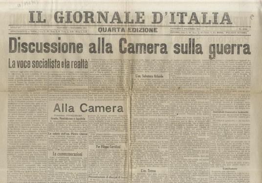 GIORNALE (IL) d’Italia. Quarta edizione. Anno XV. Venerdì 3 dicembre 1915 - copertina