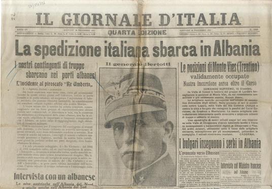 GIORNALE (IL) d’Italia. Quarta edizione. Anno XV. Giovedì 16 dicembre 1915 - copertina