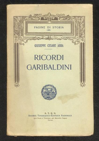 Ricordi garibaldini - Giuseppe, Cesare Abba - copertina