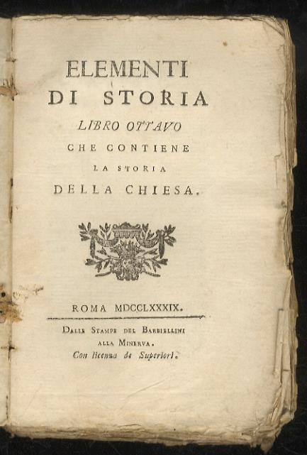 Elementi di storia. Libro ottavo che contiene la storia della Chiesa - copertina