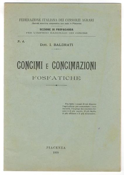 Concimi e concimazioni fosfatiche - Isaja Baldrati - copertina