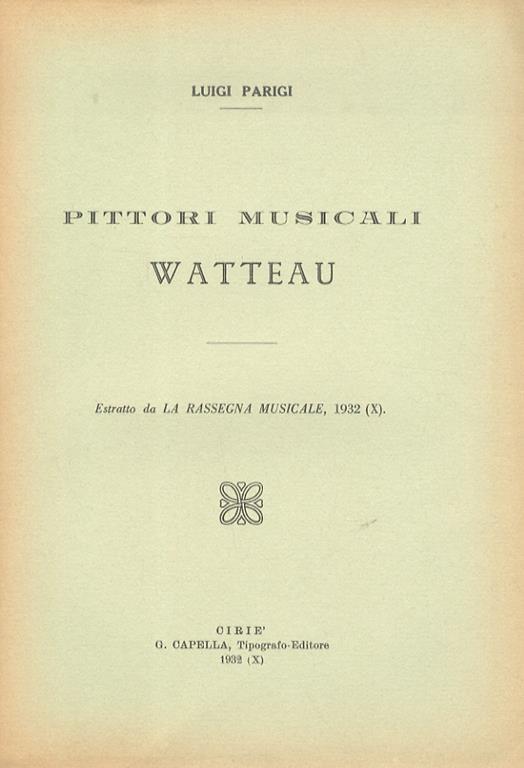 Pittori musicali: Watteau - Luigi Parigi - copertina