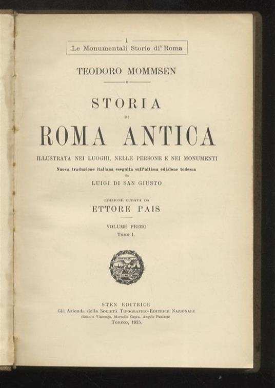 Storia d'Italia vol.1. Dalla fondazione di Roma alla distruzione di  Cartagine