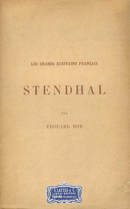 Stendhal - Edouard Rod - copertina