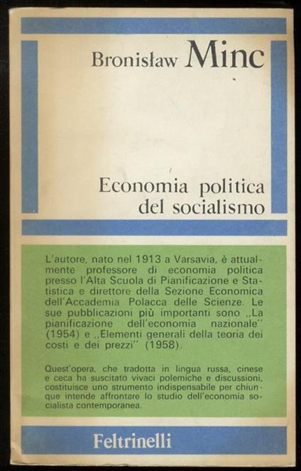 Economia politica del socialismo - Bronislaw Minc - copertina