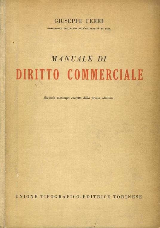 Manuale di diritto commerciale - G. Ferri - copertina