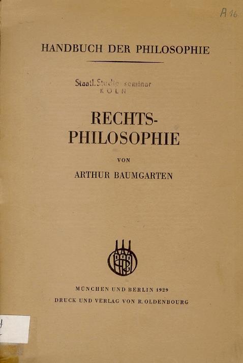 Rechts-Philosophie - Alexander G. Baumgarten - copertina