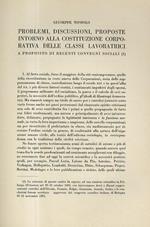 Problemi, discussioni, proposte intorno alla costituzione corporativa delle classi lavoratrici. A proposito di recenti convegno sociali