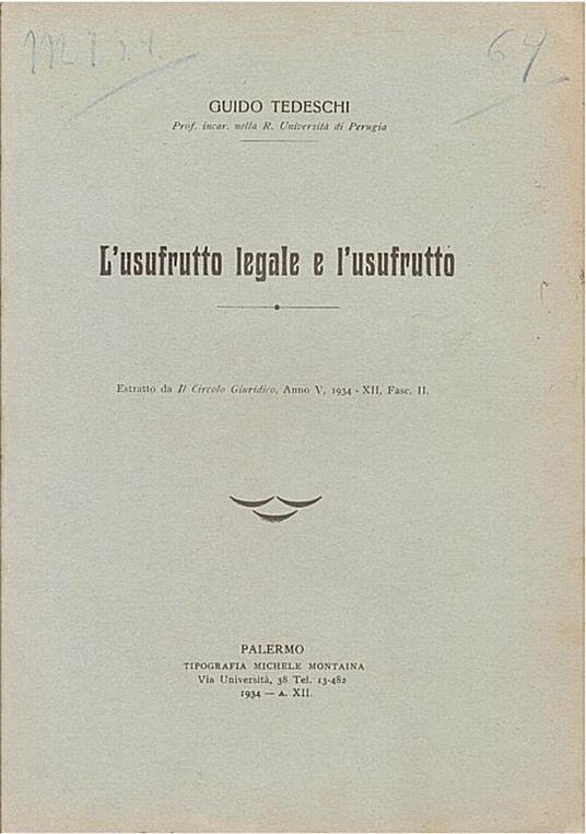 L’usufrutto legale e l’usufrutto - guido Tedeschi - copertina