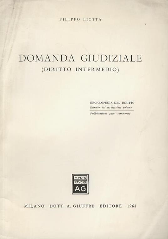 Domanda giudiziale. (Diritto intermedio) - Filippo Liotta - copertina