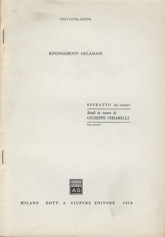 Ripensamenti gelasiani - Ugo Gualazzini - copertina