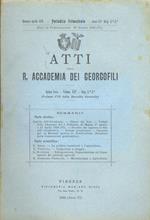 ATTI della R. Accademia dei Georgofili. Quinta serie. Volume XXV. Disp. 1 e 2. (Volume CVI della Raccolta Generale)