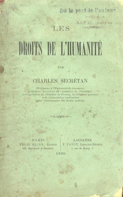 Les droit de l’umanité - Charles Secrétan - copertina