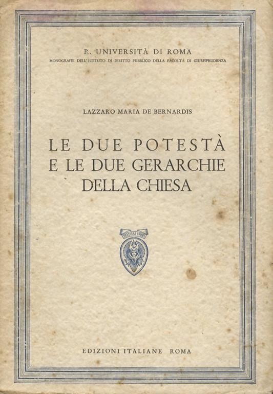 Le due potestà e le due gerarchie della Chiesa - copertina