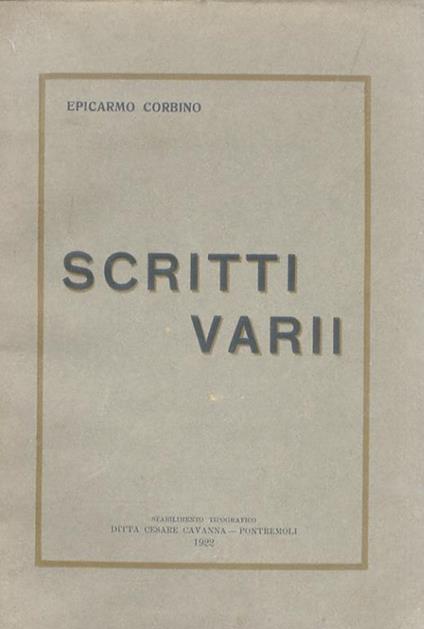 Scritti varii - Epicarmo Corbino - copertina