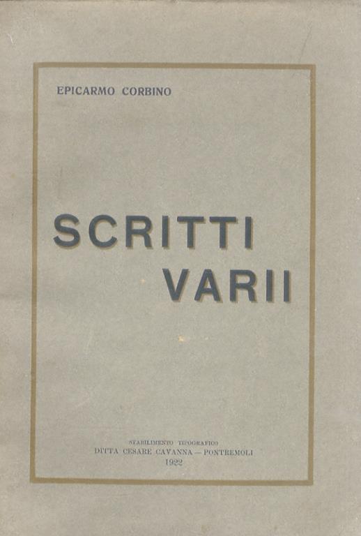 Scritti varii - Epicarmo Corbino - copertina