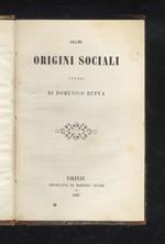 Delle origini sociali. Studii di Domenico Buffa