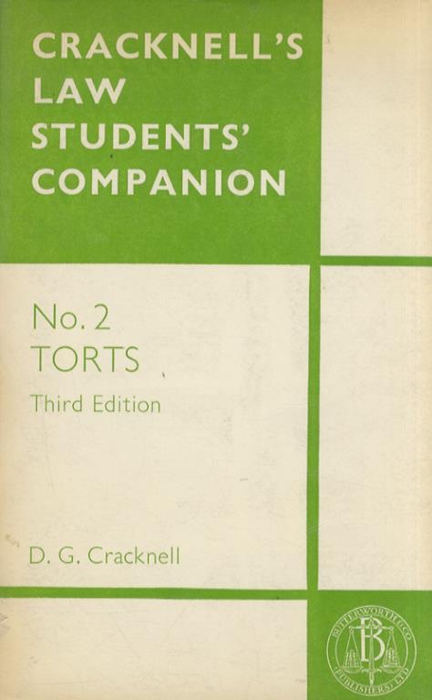 Cracknell's Law Students' Companion. No. 2: Torts. Third Edition - copertina