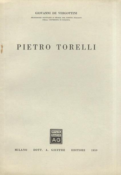 Pietro Torelli - Giovanni De Vergottini - copertina