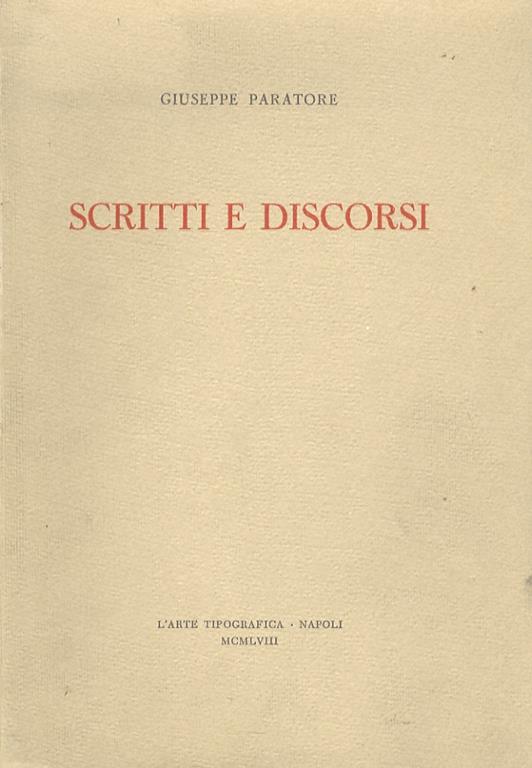 Scritti e discorsi - Giuseppe Paratore - copertina