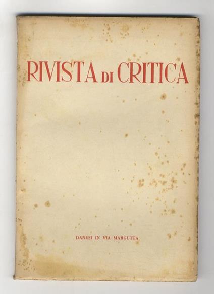 RIVISTA di critica. Bimestrale di lettere arti e scienze. Anno I. 1950. Numeri 1, 2, 3, 4/5 - copertina