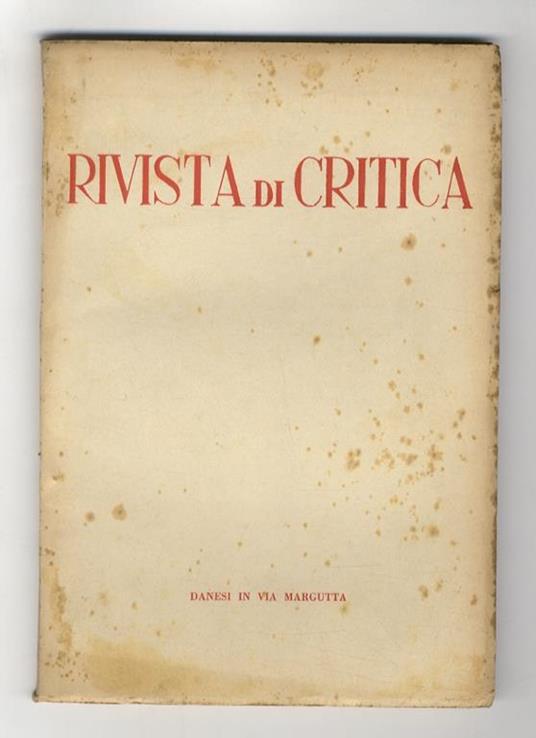 RIVISTA di critica. Bimestrale di lettere arti e scienze. Anno I. 1950. Numeri 1, 2, 3, 4/5 - copertina