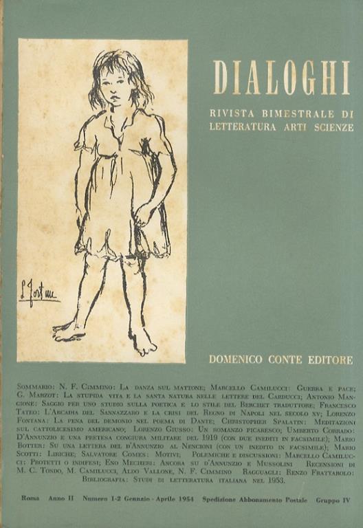 Dialoghi. Rivista bimestrale di letteratura, arti e scienze. Direttore N.F. Cimmino. Anno II, 1954. Fascicoli 1-2, 3-6 - copertina