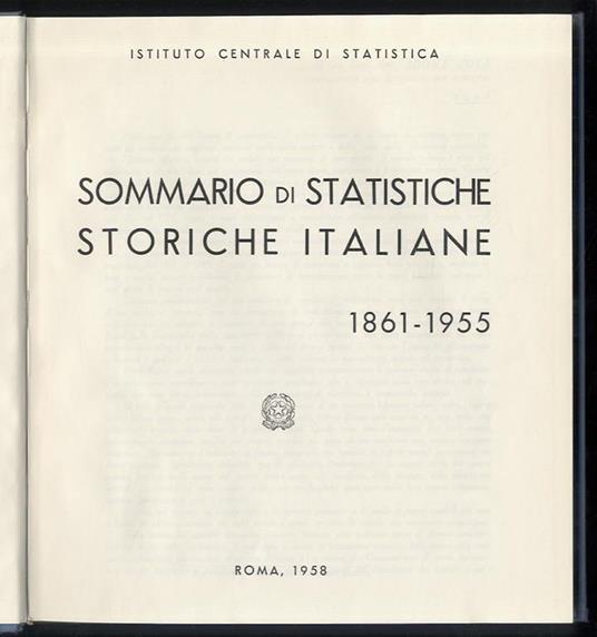 Sommario di statistiche storiche italiane. 1861 - 1955 - copertina