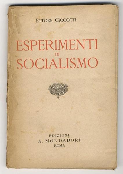 Esperimenti di socialismo - Ettore Ciccotti - copertina