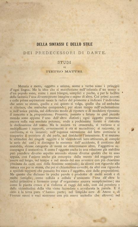 Della sintassi e dello stile dei predecessori di Dante. Studi di Pietro Mattei - Pietro Mattei - copertina