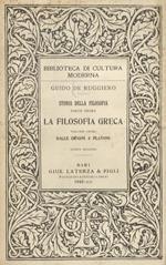 Storia della filosofia. Parte prima: la filosofia greca. Volume primo: dalle origine a Platone