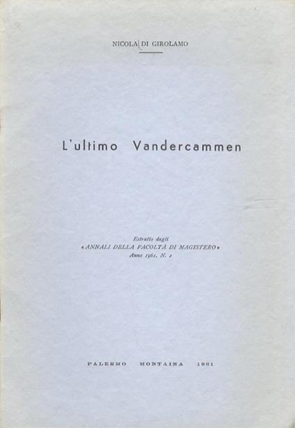 L' ultimo Vandercammen - Nicola Di Girolamo - copertina