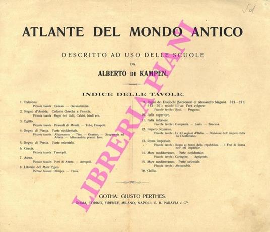 Atlante del mondo antico descritto ad uso delle scuole - Albert Van Kampen - copertina