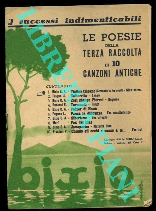 Le poesie della terza raccolta di 10 canzoni antiche - copertina