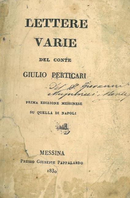 Lettere varie del Conte Luigi Perticari - Giulio Perticari - copertina