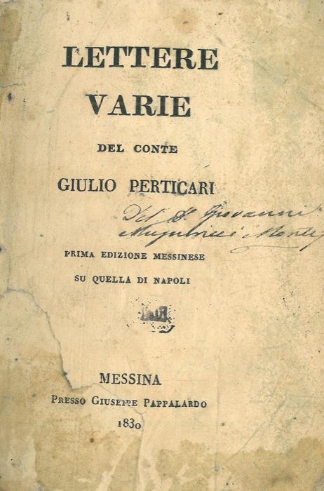 Lettere varie del Conte Luigi Perticari - Giulio Perticari - copertina