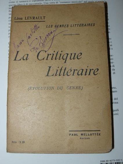 La critique litteraire (evolution du genre) - Levraul, Leon - copertina