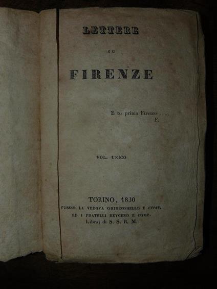 Lettere su Firenze- - Tullio Dandolo - copertina