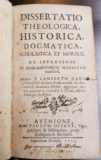 Dissertatio theologica, historica, dogmatica scholastica et moralis, de intentione in sacramentum ministro - Lamberto Gaudo - copertina