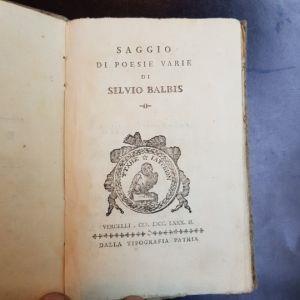Saggio di poesie varie - Silvio Balbis - copertina