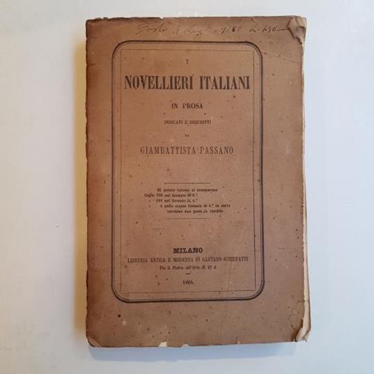 I novellieri Italiani in prosa indicati e descritti da Giambattista Passano - Giambattista Passano - copertina