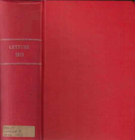Letture N° 1-12 1973 (Annata completa) N° 1 1970 - Giuseppe Valentini - copertina