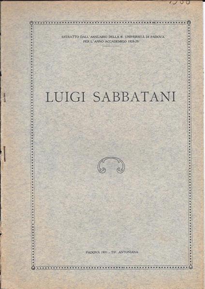 Luigi Sabbatani - copertina