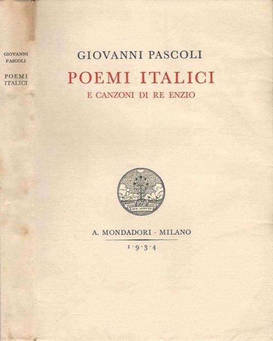 Poemi italici e canzoni di Re Enzio - Giovanni Pascoli - copertina