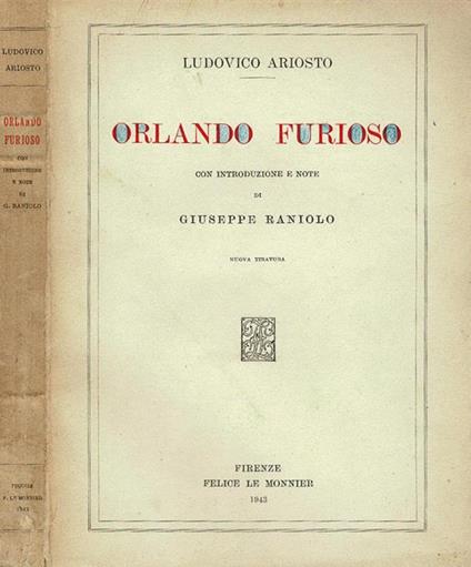 Orlando furioso - Ludovico Ariosto - copertina