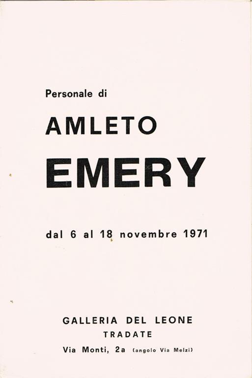 Personale di Amleto Emery - Enotrio Mastrolonardo - copertina